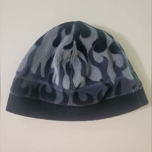 Youth Black Gray Fleece Flame Beanie Cap